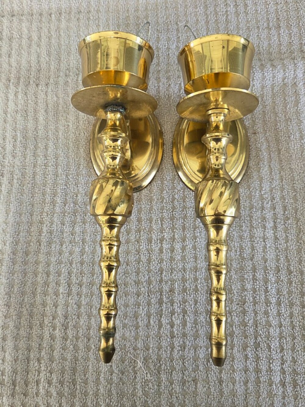 Vintage Solid Brass Candle Wall Sconces Candle Holder Made In India 9”